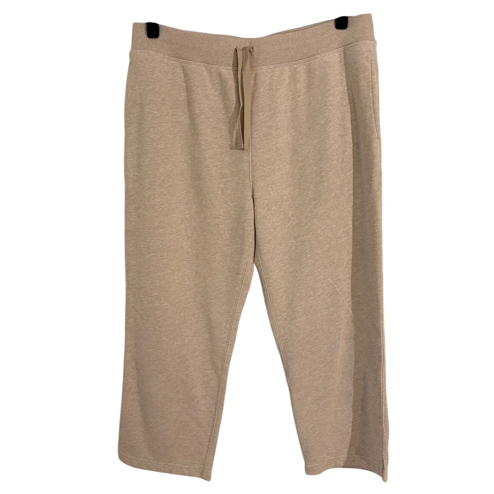 Duluth Trading Co Womens Oatmeal Lazy French Terry Capris Sweatpants Large 60882